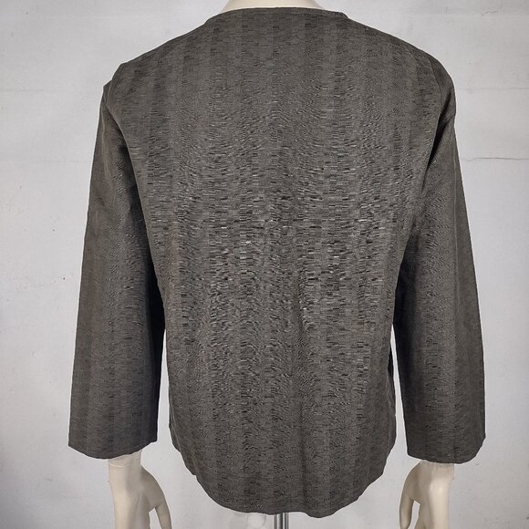 Eileen Fisher dark green Linen Silk blend frog closure blouse shirt womens Small - Picture 5 of 8